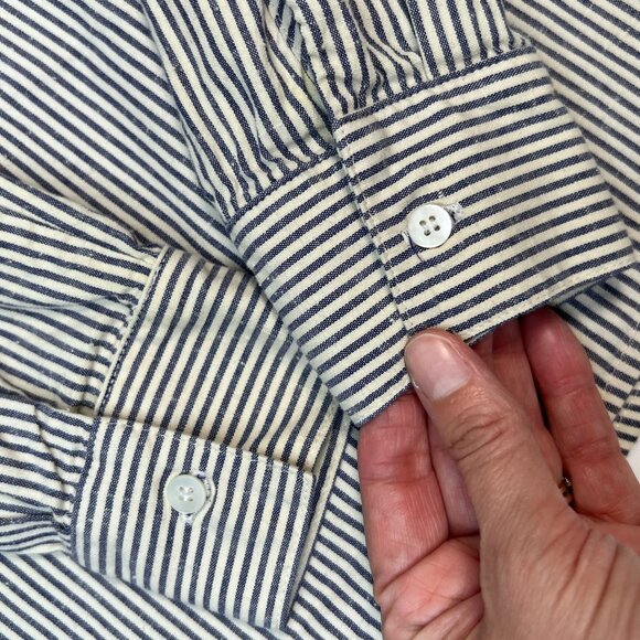 Sezane Tomboy Shirt Stripes Ecru Blue Button Down Casual french 36 Small - Picture 12 of 16